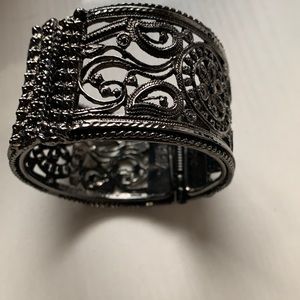 Amrita Singh Gunmetal Scroll Cuff open magnetic Clasp